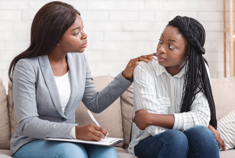 young woman having a consultation to psychologist